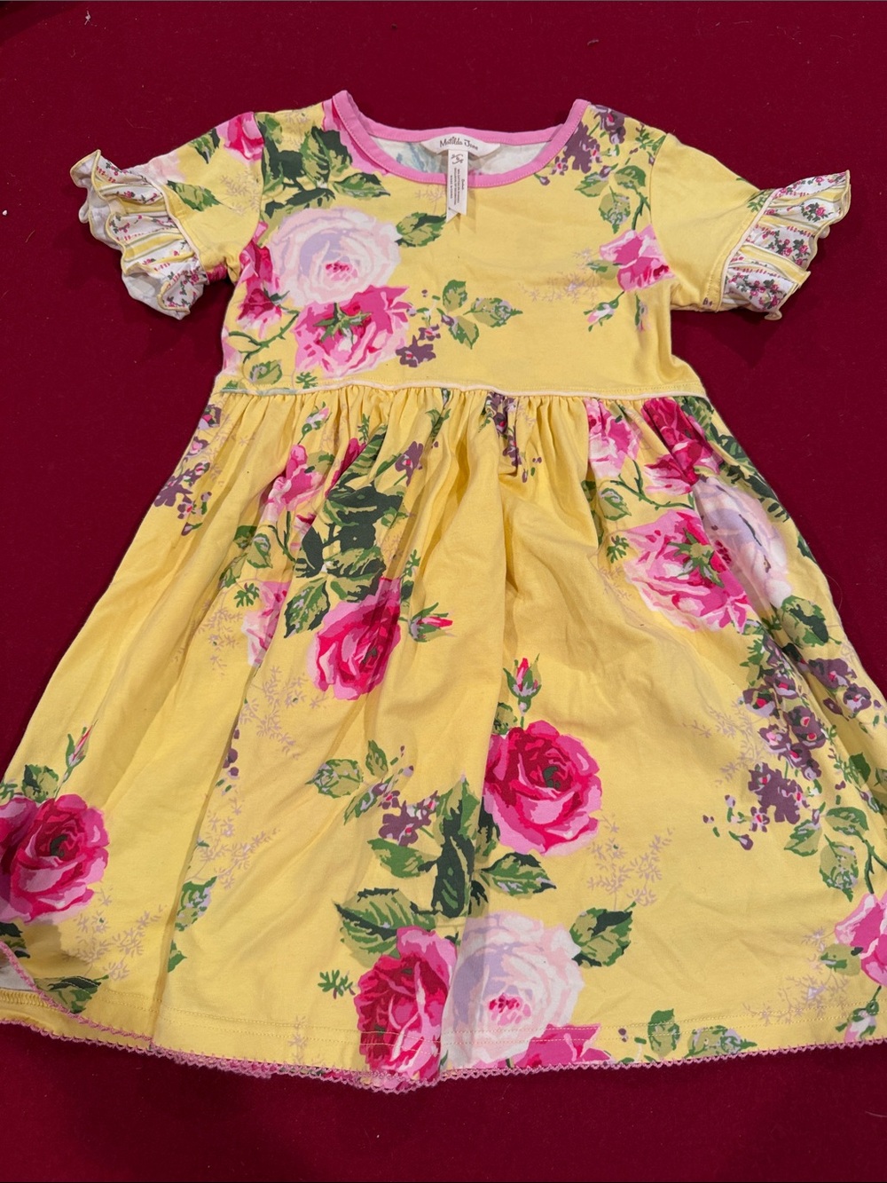 Matilda Jane Yellow Floral Dress with Pink Roses